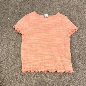 Old Navy Girls' Peach & Light Pink Striped Ruffle Sleeve Tee